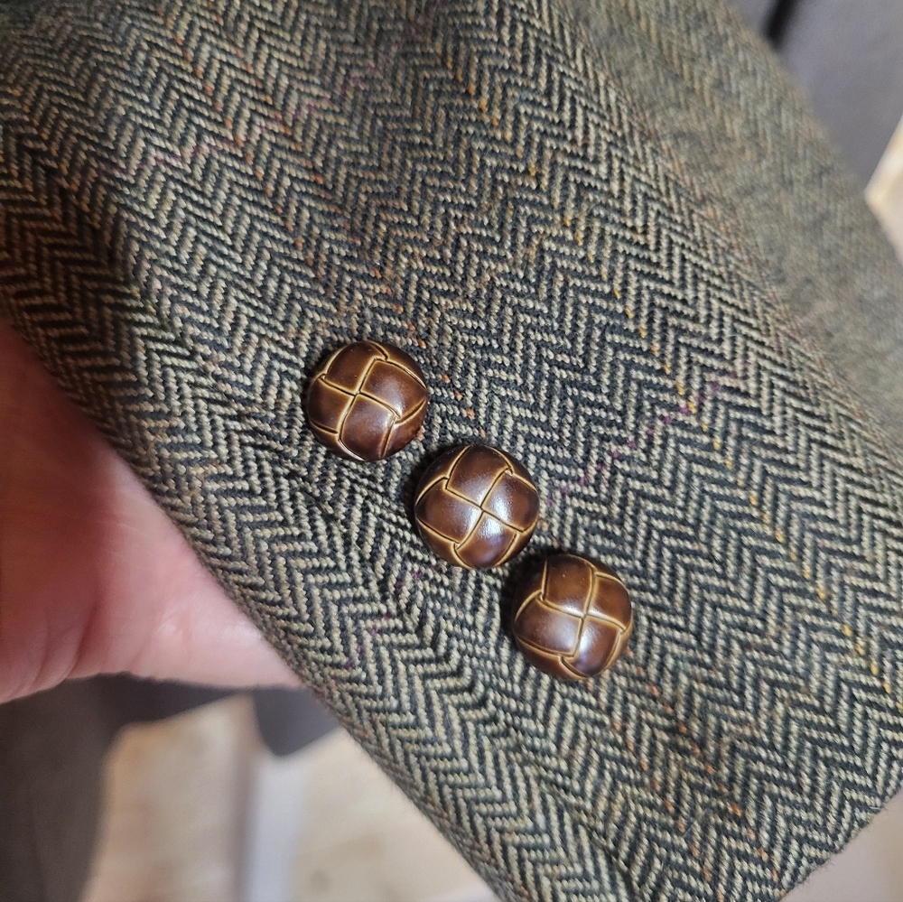 Lauren Ralph Lauren Herringbone Tweed Brown 100% Lambs Wool Mens Suit Blazer 40L - Picture 5 of 12